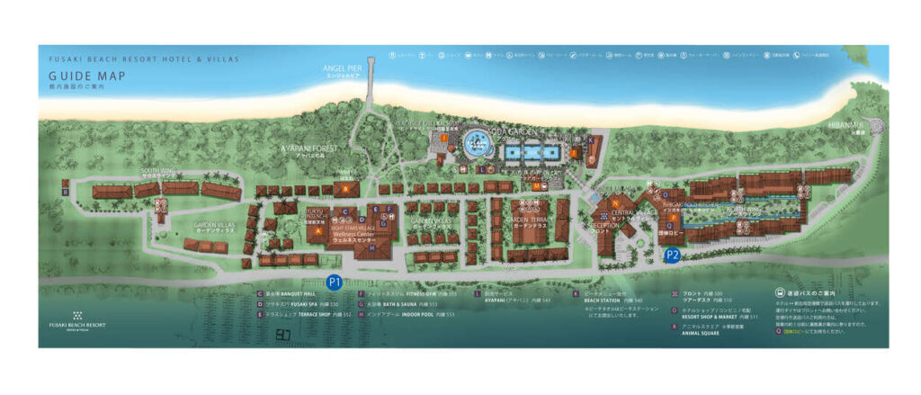 フサキビーチリゾートの館内マップ